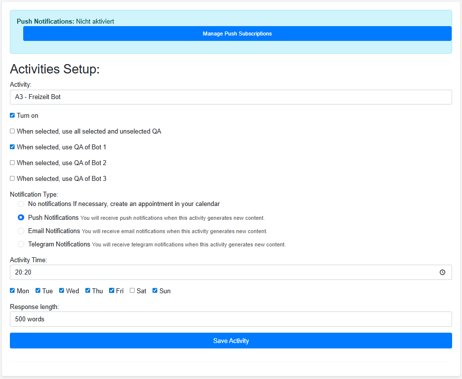 Bot Setup Screenshot